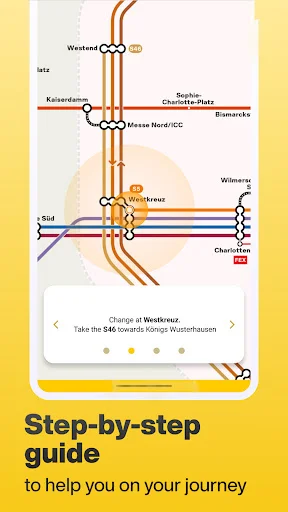 Step-by-step route guide highlighting subway path with turn-by-turn transit instructions