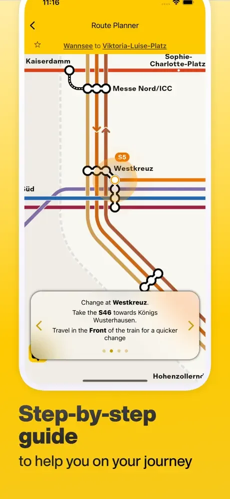 Step-by-step Berlin subway navigation guide with map, transfer instructions, and train car positioning information