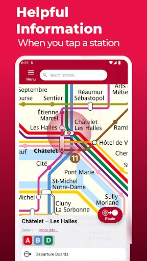 Station Details: Tap a metro station to view helpful information including zone, metro lines, and connections