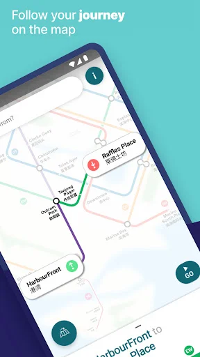 Follow journey progress on Singapore metro map with real-time route tracking between stations