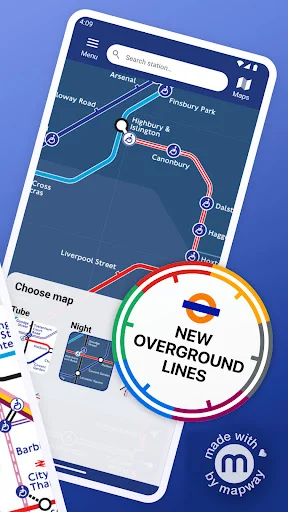 Tube Map app showing new Overground lines highlighted on interactive Underground and transit network map view